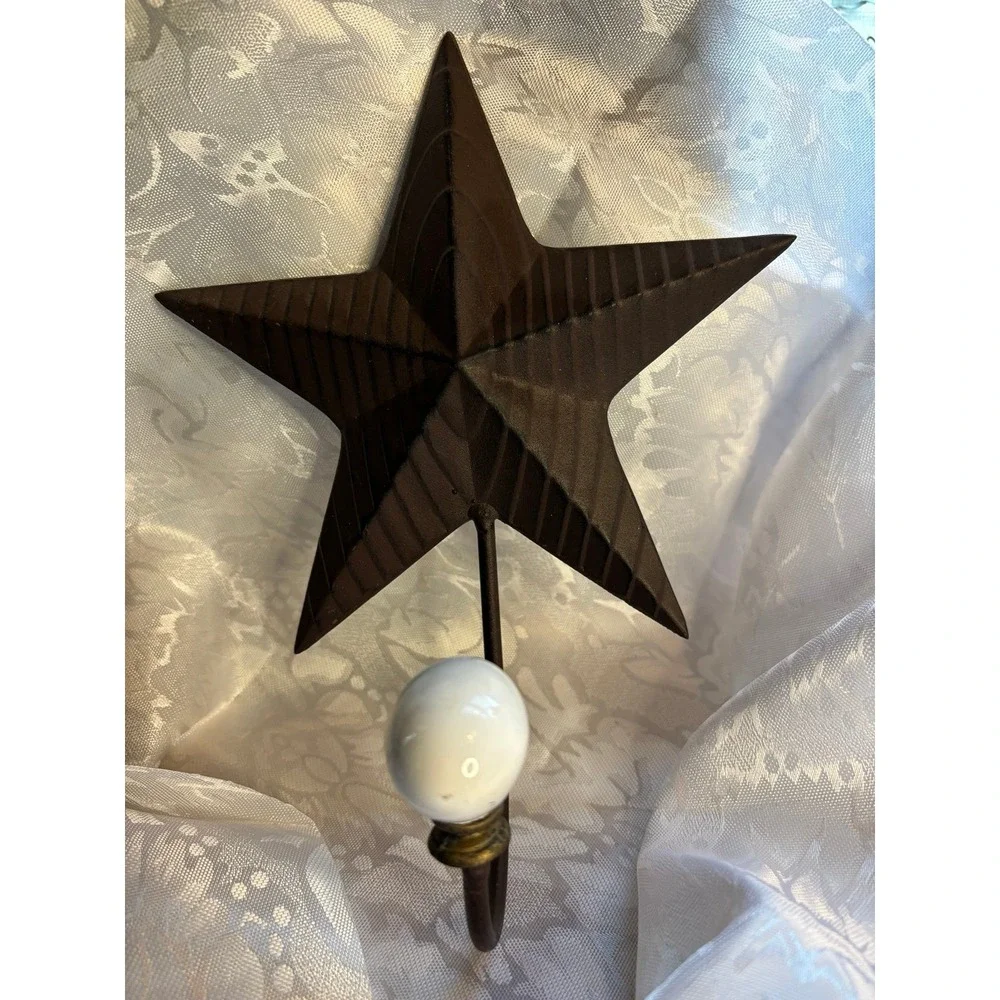 Rustic Star Wall Hook with Ceramic Knob